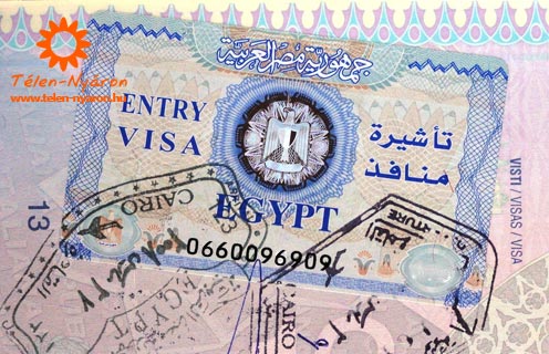 Egyiptomi vízum útlevélbe ragasztva